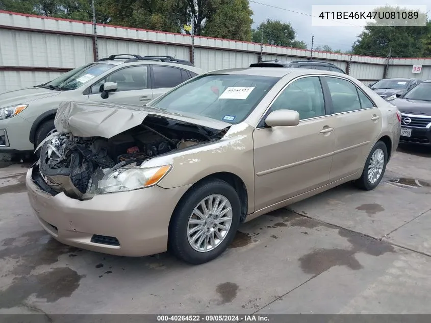 2007 Toyota Camry Le VIN: 4T1BE46K47U081089 Lot: 40264522