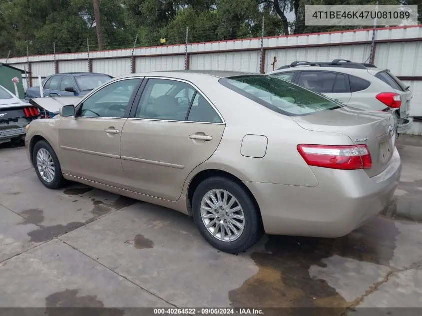 2007 Toyota Camry Le VIN: 4T1BE46K47U081089 Lot: 40264522