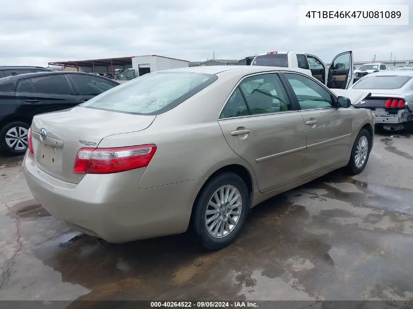 4T1BE46K47U081089 2007 Toyota Camry Le