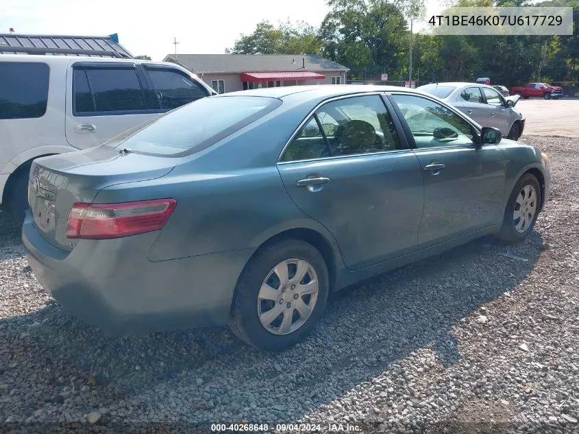 2007 Toyota Camry Le VIN: 4T1BE46K07U617729 Lot: 40268648