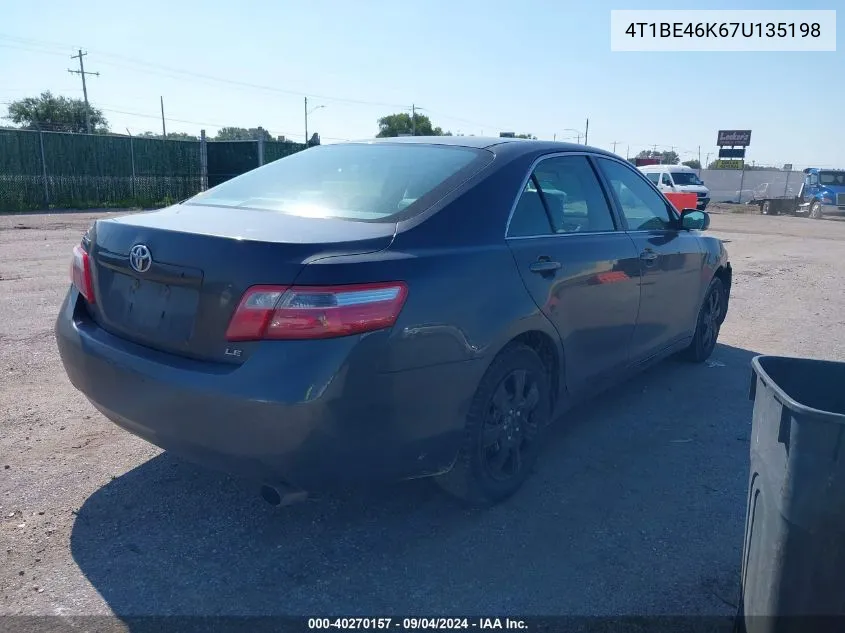 2007 Toyota Camry Le VIN: 4T1BE46K67U135198 Lot: 40270157