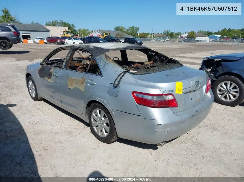 4T1BK46K57U507512 2007 Toyota Camry Xle V6