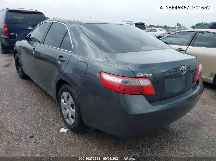 2007 Toyota Camry Le VIN: 4T1BE46K67U701652 Lot: 40272843