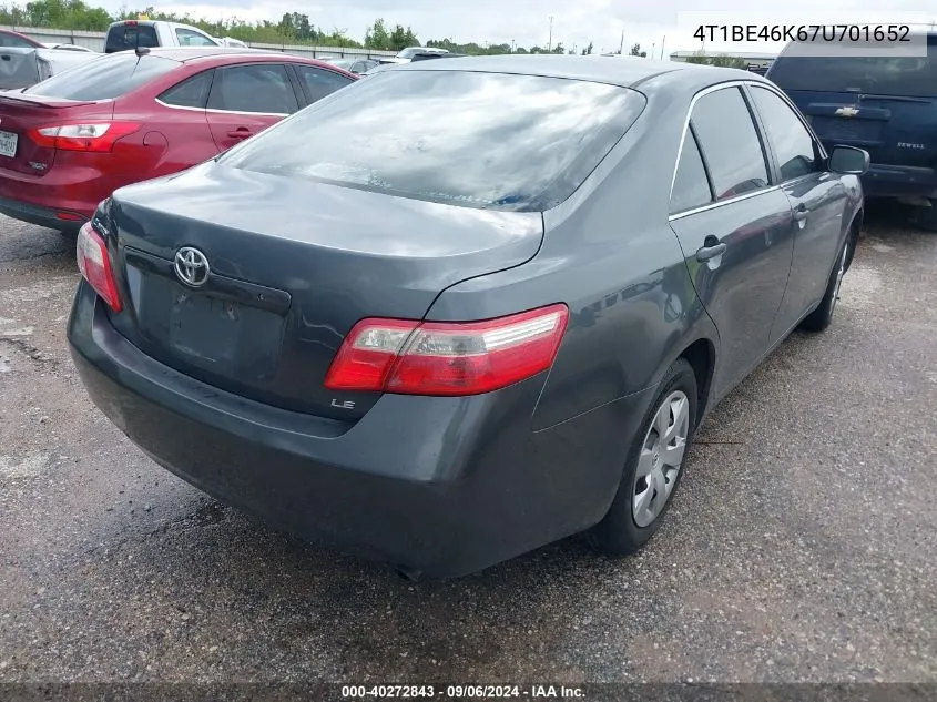 2007 Toyota Camry Le VIN: 4T1BE46K67U701652 Lot: 40272843