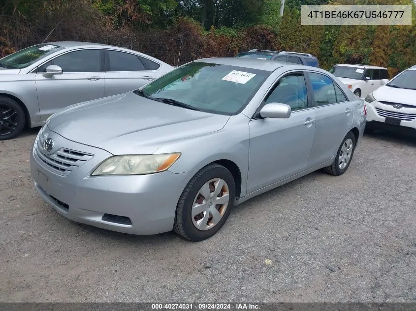 4T1BE46K67U546777 2007 Toyota Camry Le