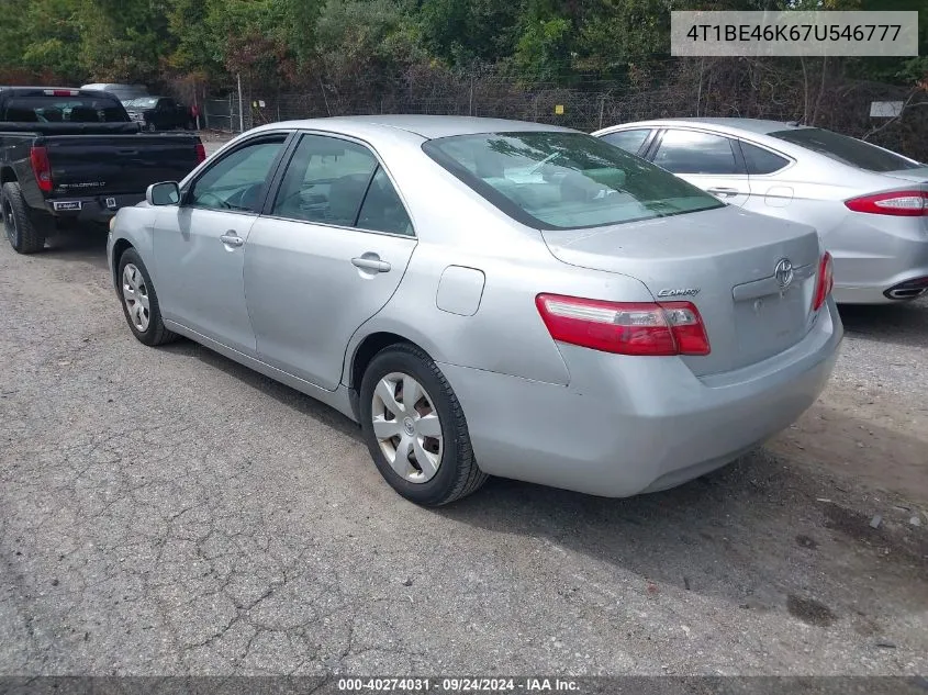 4T1BE46K67U546777 2007 Toyota Camry Le