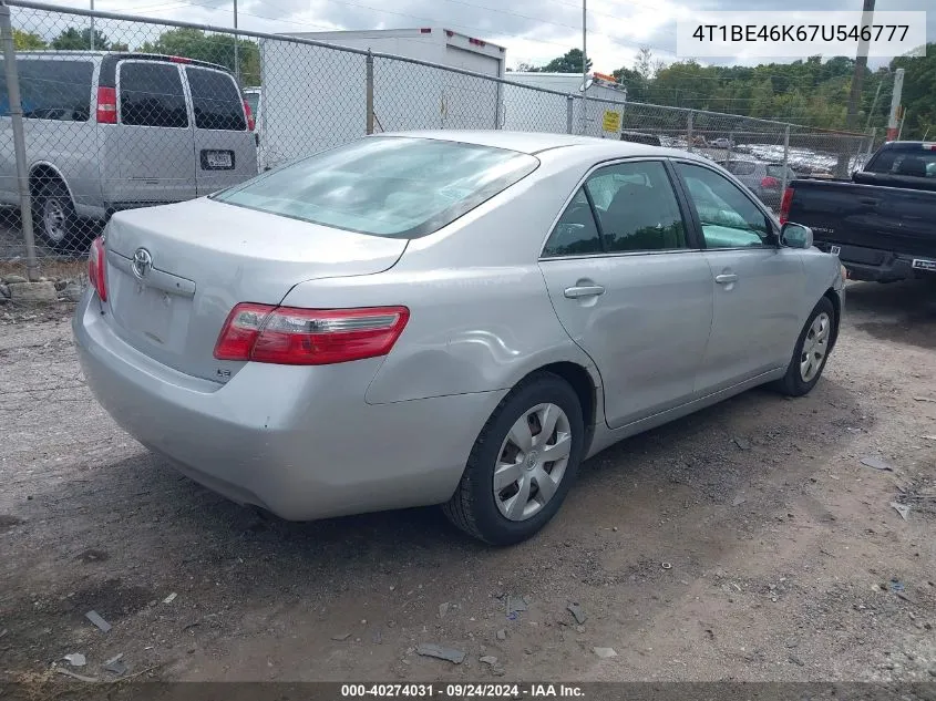 4T1BE46K67U546777 2007 Toyota Camry Le