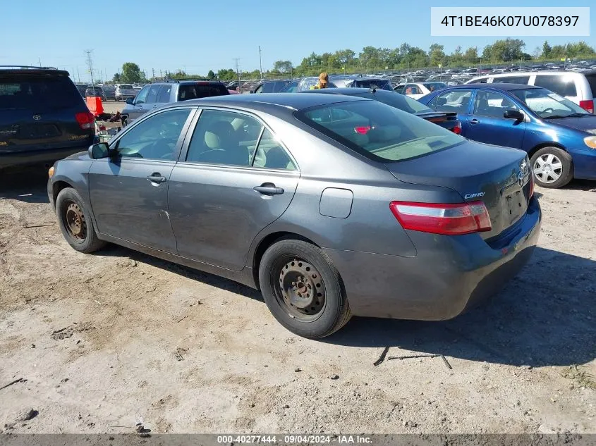 2007 Toyota Camry Le VIN: 4T1BE46K07U078397 Lot: 40277444