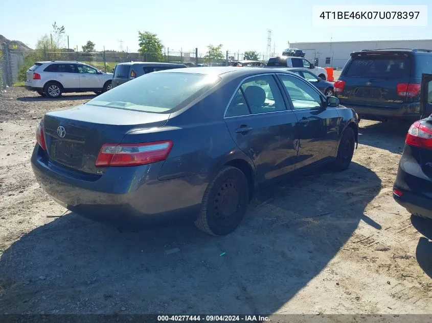 4T1BE46K07U078397 2007 Toyota Camry Le