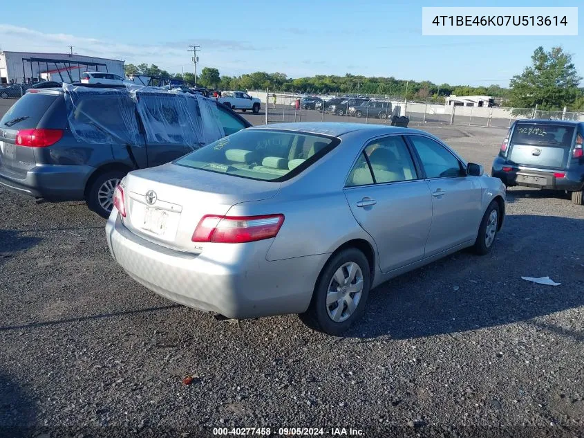 4T1BE46K07U513614 2007 Toyota Camry Le