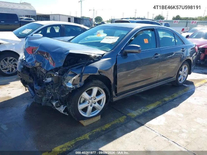 2007 Toyota Camry Se VIN: 4T1BE46K57U598191 Lot: 40281977