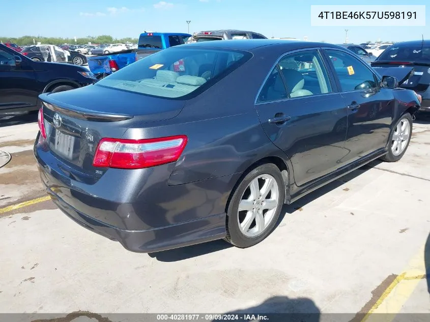 2007 Toyota Camry Se VIN: 4T1BE46K57U598191 Lot: 40281977