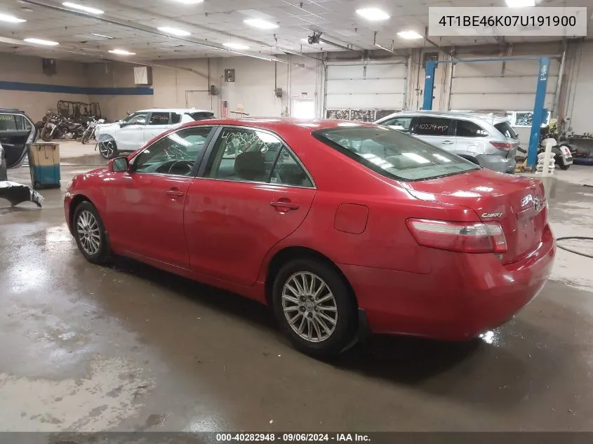 2007 Toyota Camry Le VIN: 4T1BE46K07U191900 Lot: 40282948