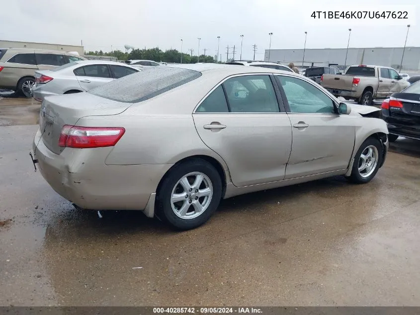 4T1BE46K07U647622 2007 Toyota Camry Le