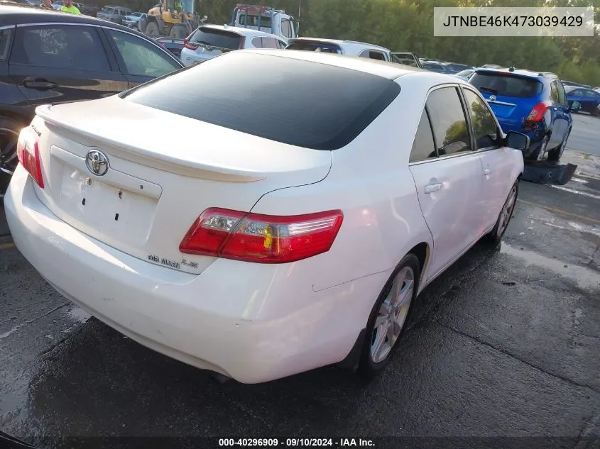 2007 Toyota Camry Le VIN: JTNBE46K473039429 Lot: 40296909