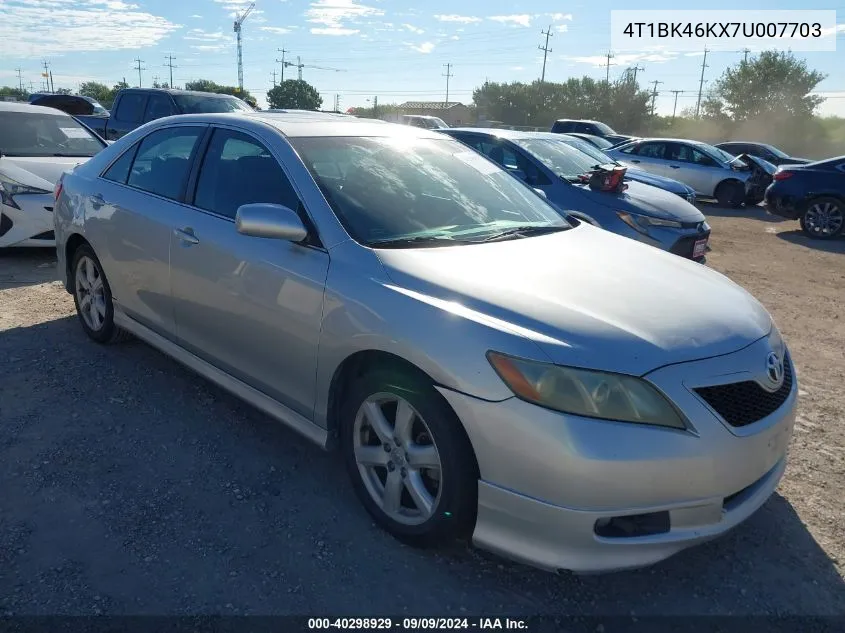 4T1BK46KX7U007703 2007 Toyota Camry Se V6