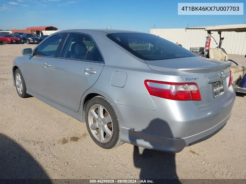 2007 Toyota Camry Se V6 VIN: 4T1BK46KX7U007703 Lot: 40298929