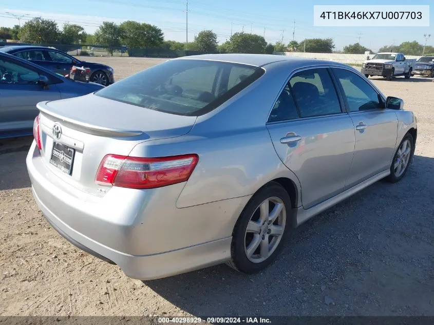 2007 Toyota Camry Se V6 VIN: 4T1BK46KX7U007703 Lot: 40298929