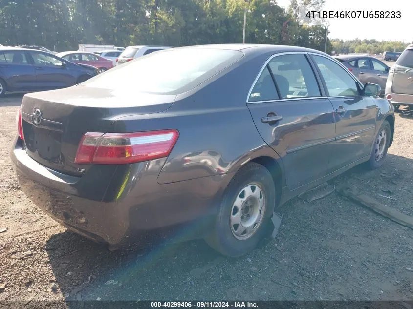 2007 Toyota Camry Le VIN: 4T1BE46K07U658233 Lot: 40299406