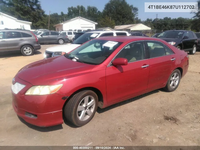 2007 Toyota Camry Le VIN: 4T1BE46K87U112702 Lot: 40300211