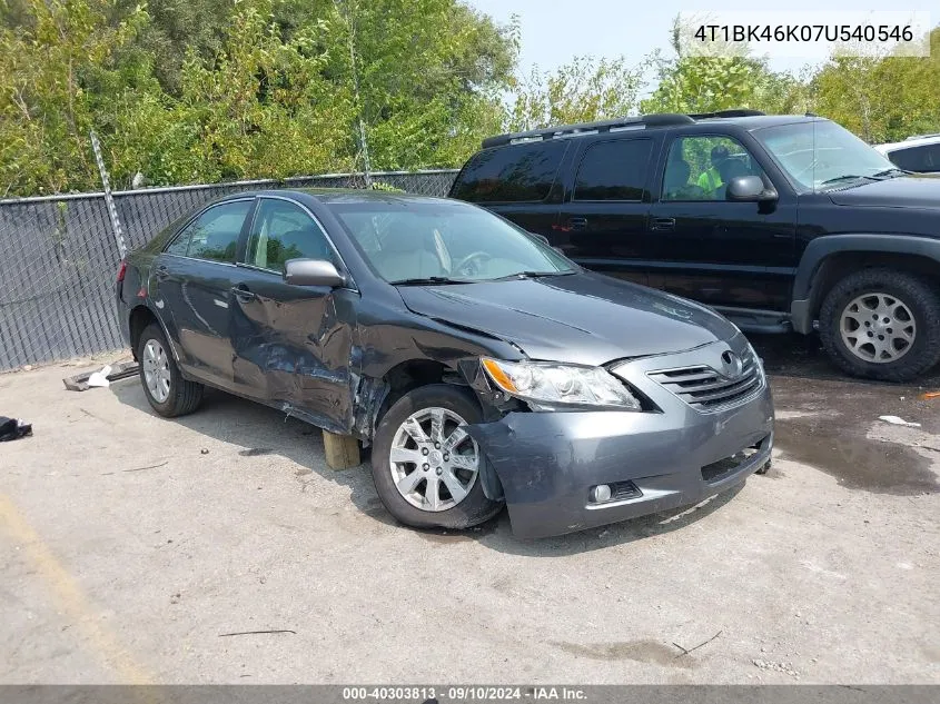 2007 Toyota Camry Xle V6 VIN: 4T1BK46K07U540546 Lot: 40303813