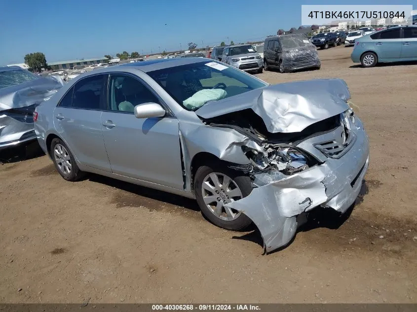 2007 Toyota Camry Xle V6 VIN: 4T1BK46K17U510844 Lot: 40306268