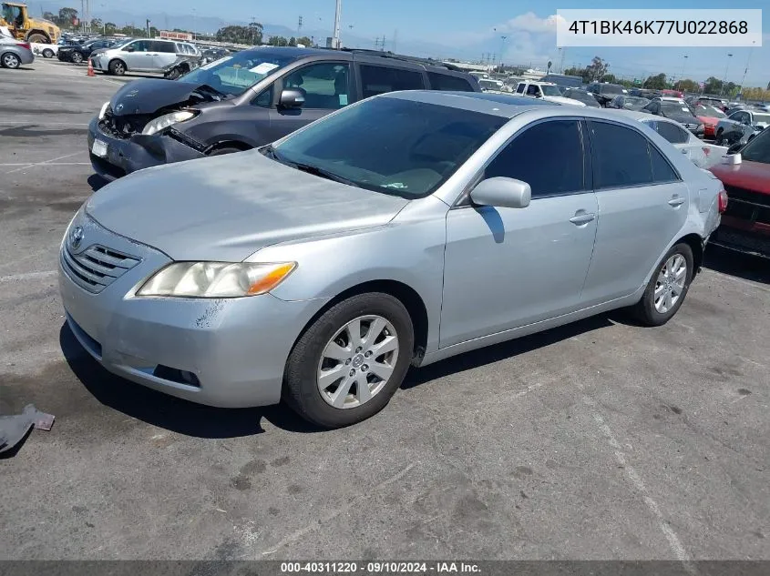 4T1BK46K77U022868 2007 Toyota Camry Xle V6