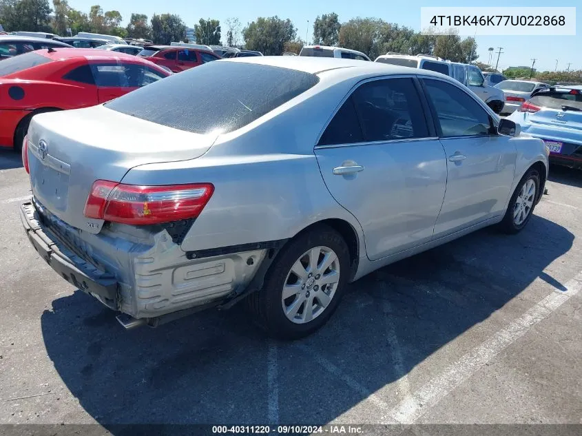 4T1BK46K77U022868 2007 Toyota Camry Xle V6