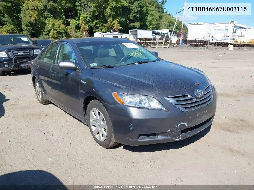 2007 Toyota Camry Hybrid Hybrid VIN: 4T1BB46K67U003115 Lot: 40312031