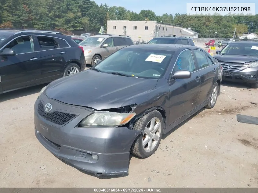 4T1BK46K37U521098 2007 Toyota Camry Se V6