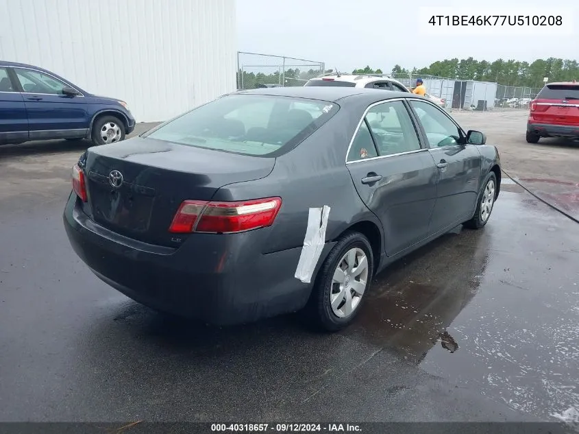 2007 Toyota Camry Le VIN: 4T1BE46K77U510208 Lot: 40318657