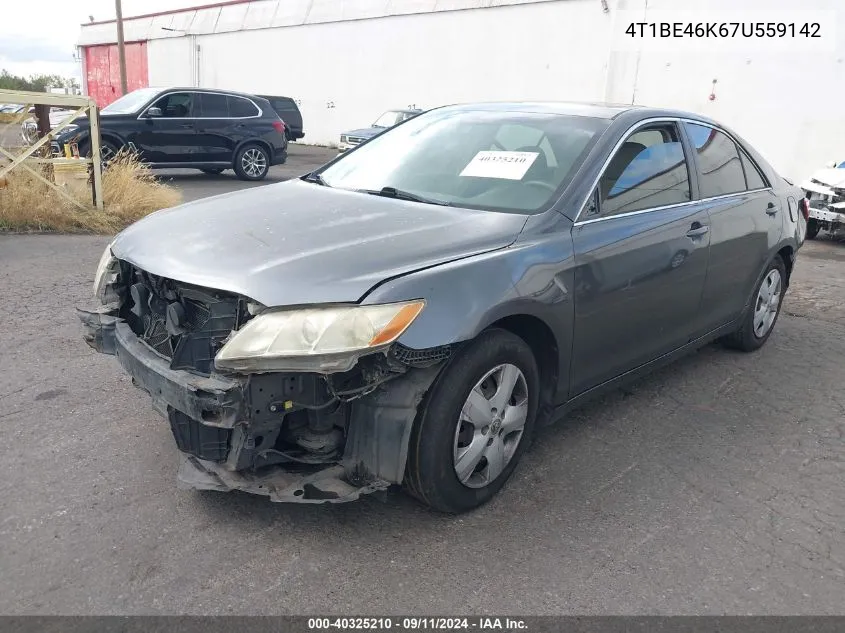 4T1BE46K67U559142 2007 Toyota Camry Le