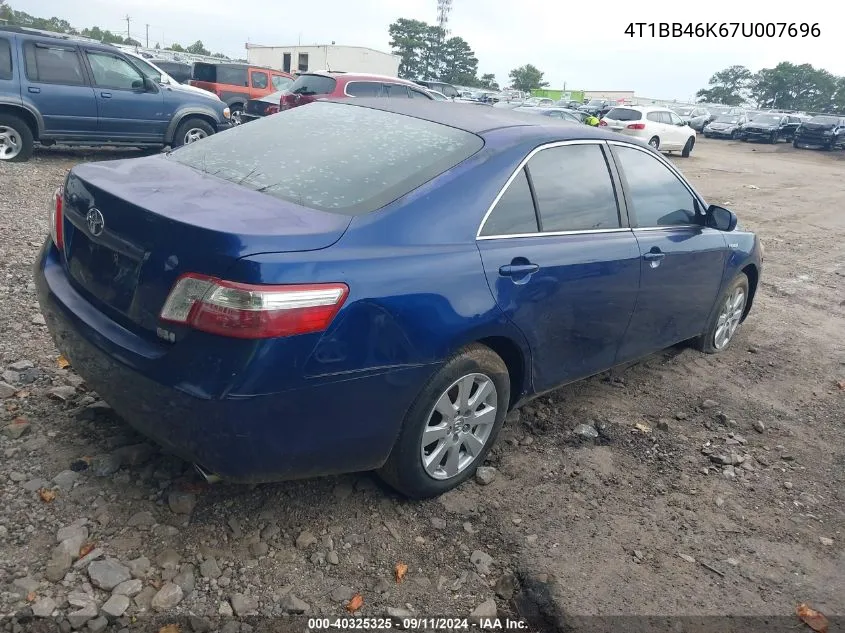 4T1BB46K67U007696 2007 Toyota Camry Hybrid