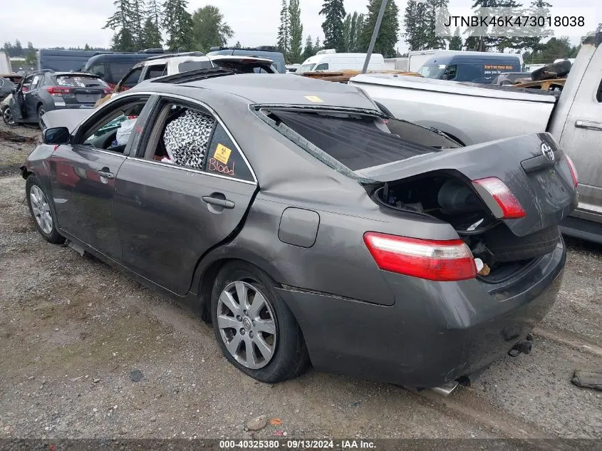 2007 Toyota Camry Xle V6 VIN: JTNBK46K473018038 Lot: 40325380