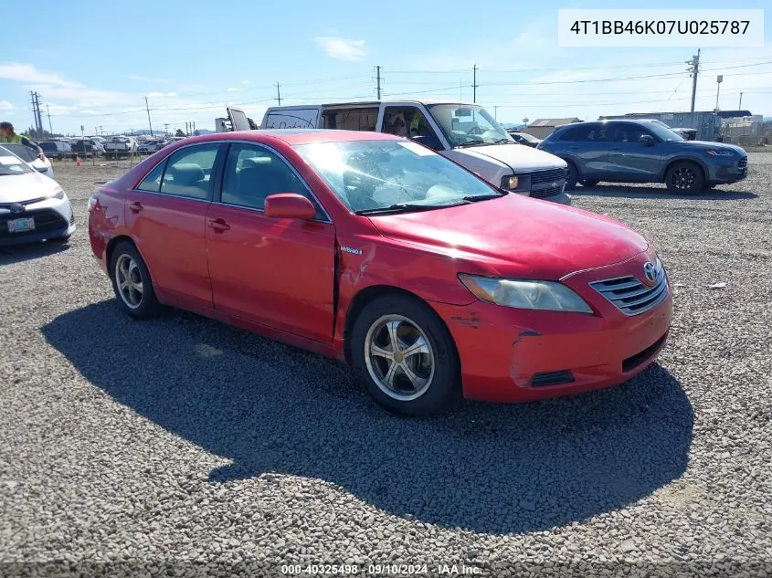 4T1BB46K07U025787 2007 Toyota Camry Hybrid