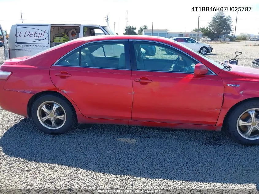 2007 Toyota Camry Hybrid VIN: 4T1BB46K07U025787 Lot: 40325498