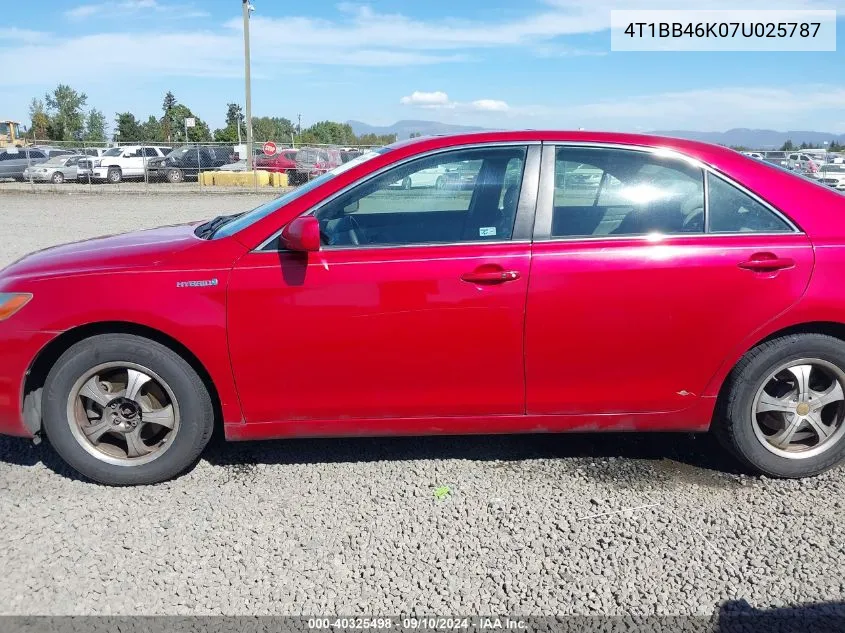 4T1BB46K07U025787 2007 Toyota Camry Hybrid