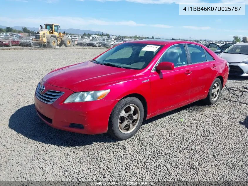 2007 Toyota Camry Hybrid VIN: 4T1BB46K07U025787 Lot: 40325498