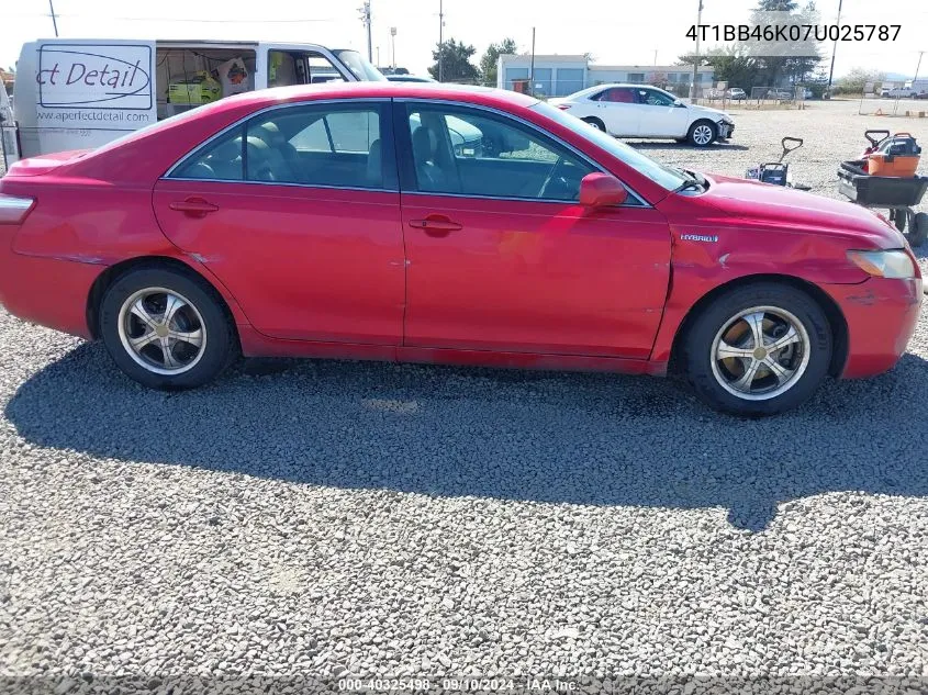 2007 Toyota Camry Hybrid VIN: 4T1BB46K07U025787 Lot: 40325498