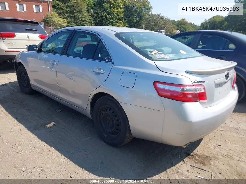 4T1BK46K47U035903 2007 Toyota Camry Le V6