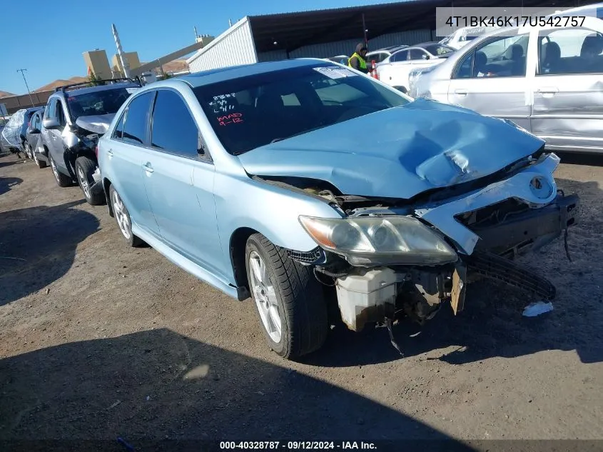 2007 Toyota Camry Se V6 VIN: 4T1BK46K17U542757 Lot: 40328787