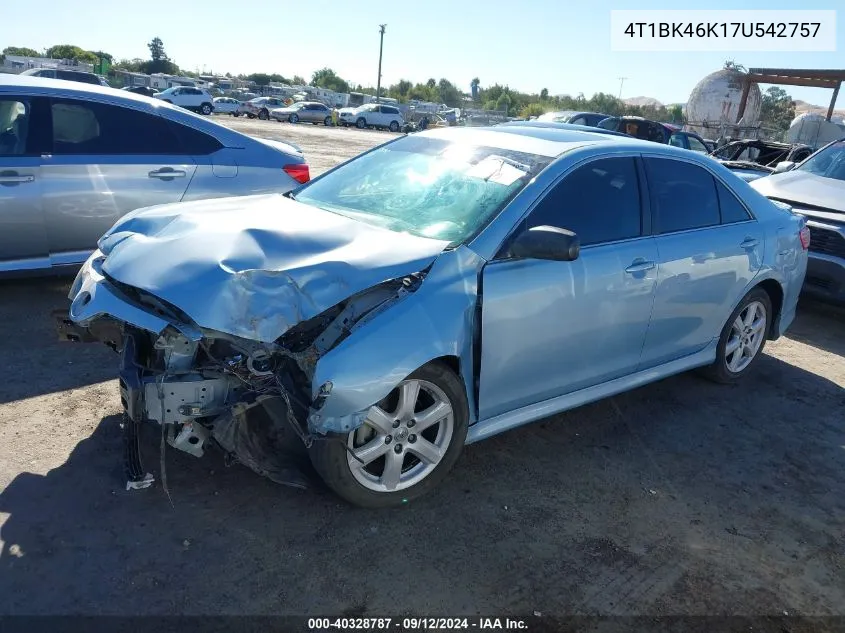 4T1BK46K17U542757 2007 Toyota Camry Se V6