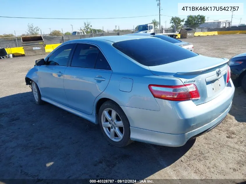 4T1BK46K17U542757 2007 Toyota Camry Se V6