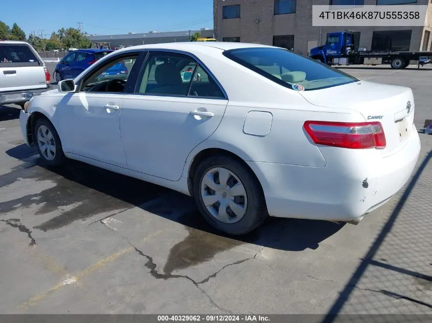 2007 Toyota Camry Le V6 VIN: 4T1BK46K87U555358 Lot: 40329062