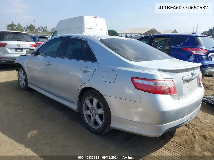 2007 Toyota Camry Ce/Le/Xle/Se VIN: 4T1BE46K77U650582 Lot: 40333861