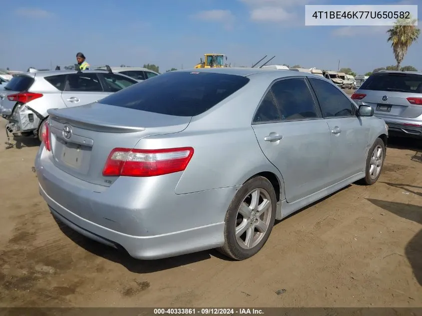 2007 Toyota Camry Ce/Le/Xle/Se VIN: 4T1BE46K77U650582 Lot: 40333861