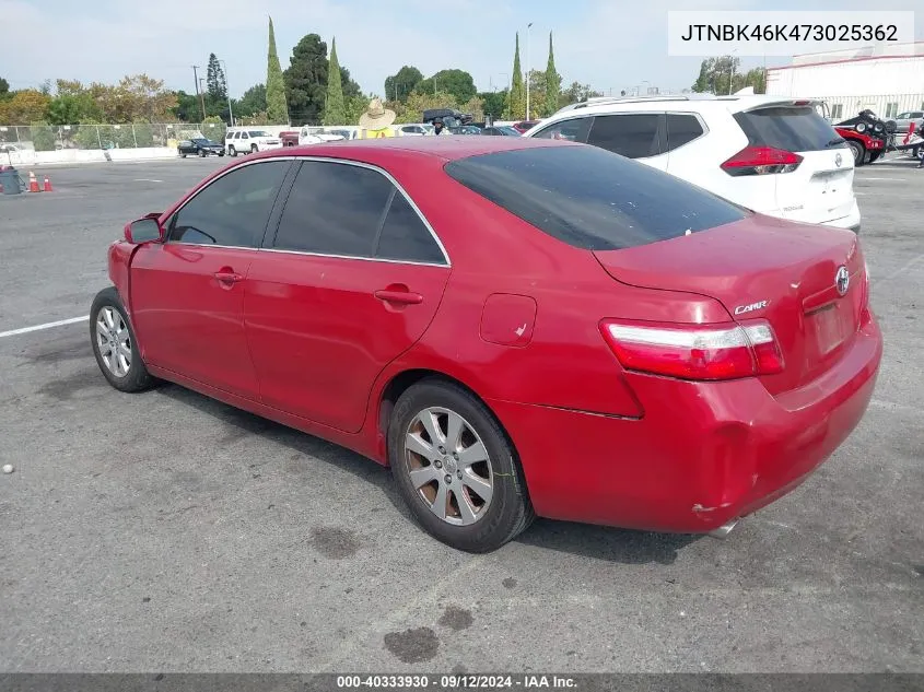 2007 Toyota Camry Xle V6 VIN: JTNBK46K473025362 Lot: 40333930