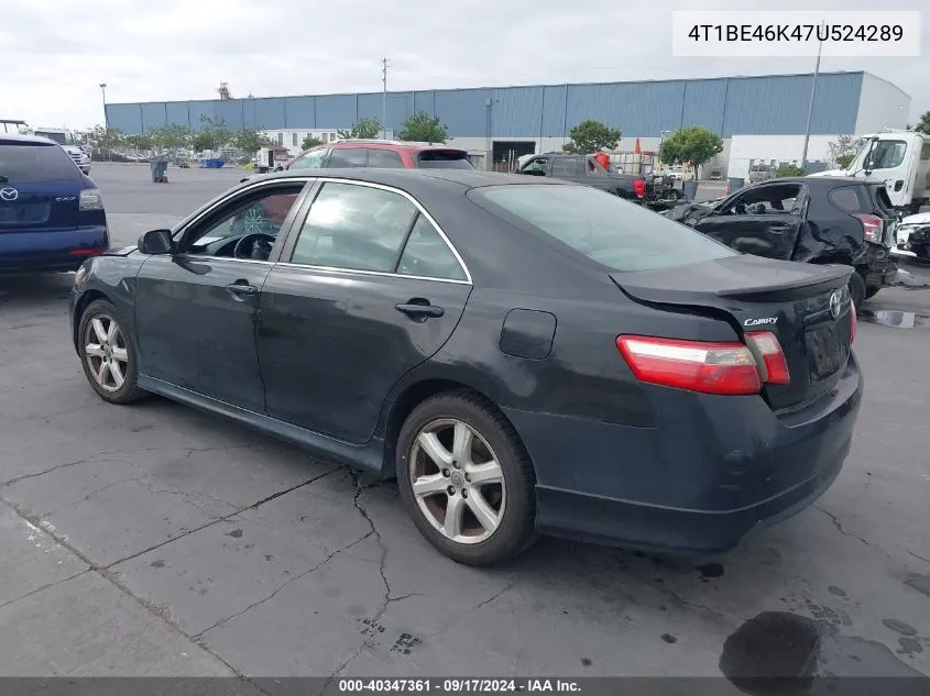 2007 Toyota Camry Se VIN: 4T1BE46K47U524289 Lot: 40347361