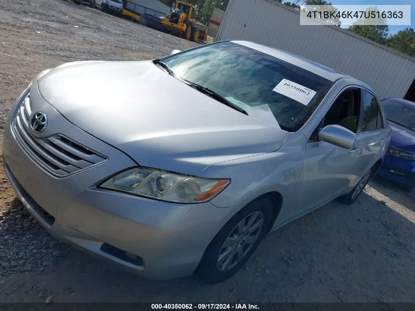 2007 Toyota Camry Xle V6 VIN: 4T1BK46K47U516363 Lot: 40350062