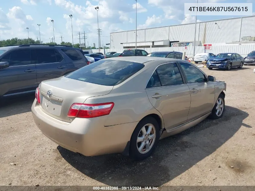 2007 Toyota Camry Le VIN: 4T1BE46K87U567615 Lot: 40352385